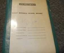 Edwards 14GA/3700 Truecut Shear Parts List Operator & Maintenance Manual xz
