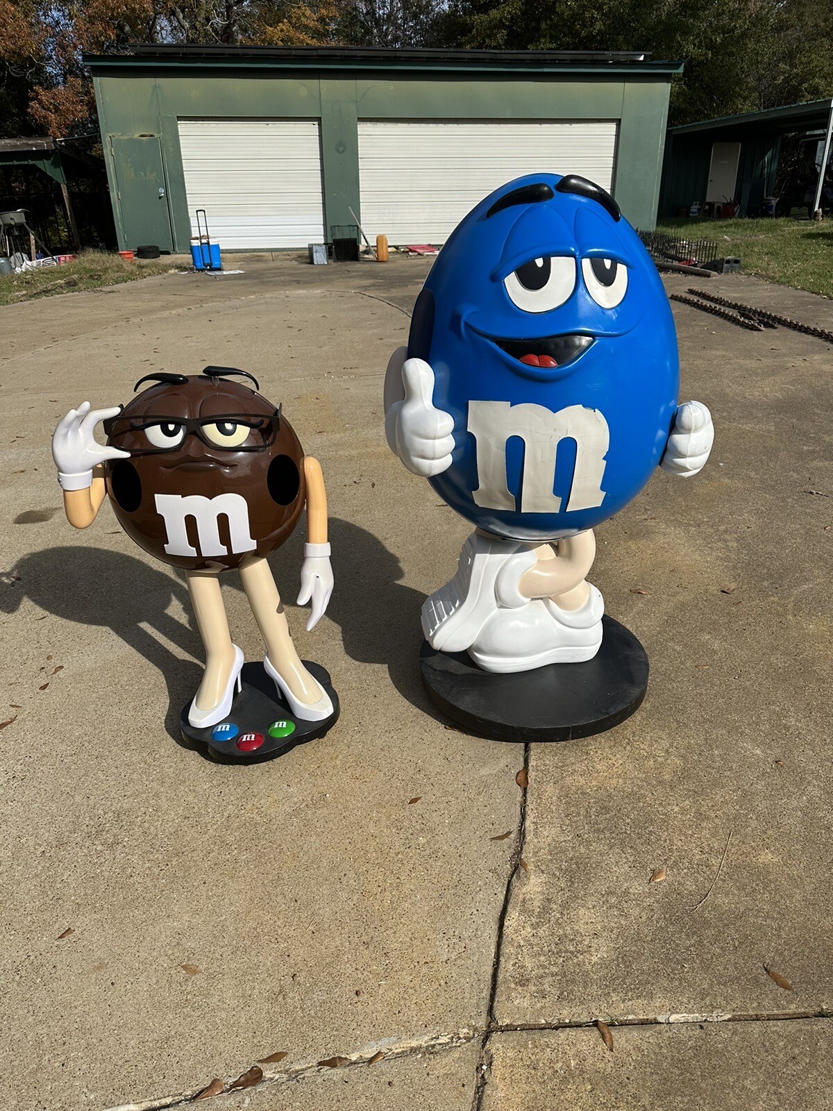 Blue life Size M&M STORE DISPLAY .The Smaller Is 38”…both on Wheels. eBay