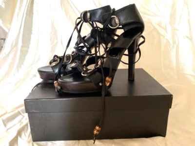 Schuhe Gucci Pumps Sandaletten Gladiator schwarz EU 39 shoes black horsebit