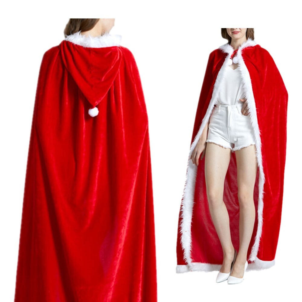 Women's Velvet Hooded Cloak Cape - Lace Trim Medieval Renaissance Costume For Halloween & Cosplay