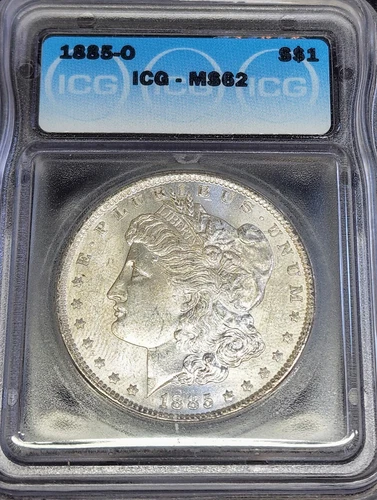 1885-O Morgan Silver Dollar $1 - ICG MS62 - Free Shipping!!