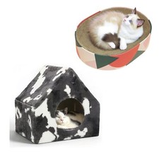 ComSaf Cat Scratcher Cardboard Bed Lounge Couch for Indoor Cats Oval Shape Bu...