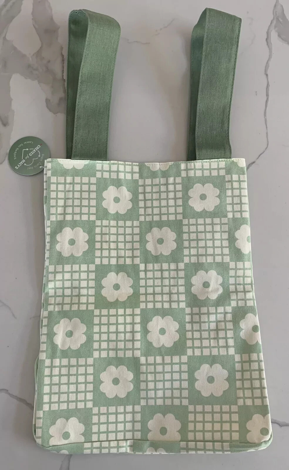 Created for Macys tote backpack beige light green canvas bag convertible handbag