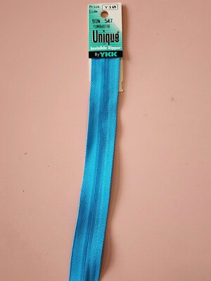 YKK New Unique Invisible Zipper 9in Turquoise Color 547, ART 0309