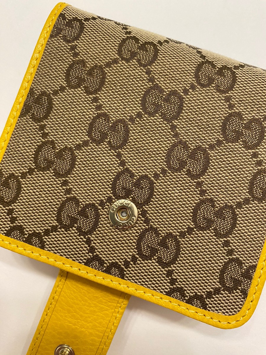 GUCCI GG Yellow Supreme Monogram Leather Trim Compact Wallet