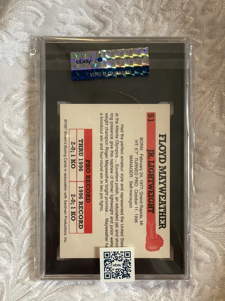 1997 Brown's Boxing #51 Floyd Mayweather RC Rookie SGC 9.5 MINT+ INVEST 📈 - Image 2 of 2