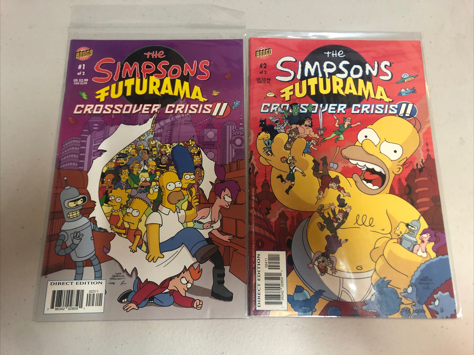 The Simpsons Futurama Crossover Crisis (2005) #1-2 (VF/NM) Complete Set ...