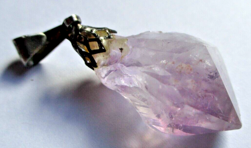 Pendentif Vintage MATY Griffe Argent Avec Améthyste Naturelle - Réf. 1572