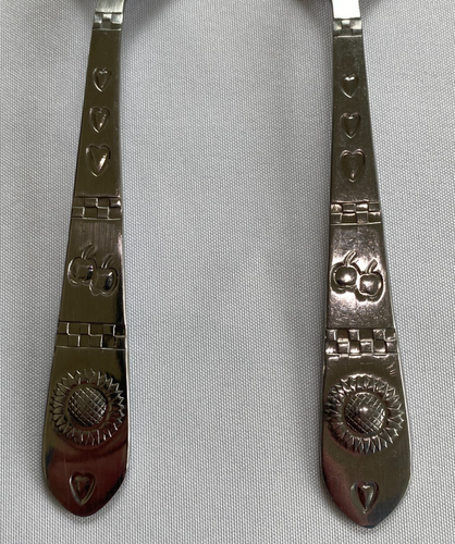 Vtg Harvest Sunflower Apples Hearts Stainless Steel Flatware 11 Piece Silverware - Picture 2 of 2