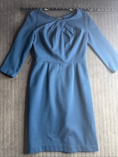 Adrianna Papell Teal Long-Sleeve Pleated-Neck Sheath Dress