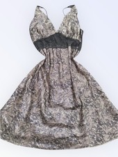 Vintage Lace patterned Hunkemoller  Babydoll Slip Dress beige black Size large 