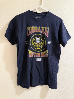 Cobra Kai Shirt Strike First Strike Hard Navy-Blue Karate Tee Men's Medium