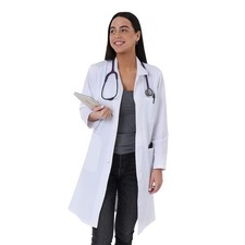 Professional White Lab Coats for Women, long sleeve, Polyester cotton fabric