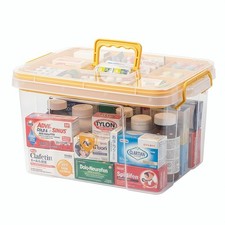 Clear Medicine Storage Box with Handle Portable Medicine Cabinet Organizer Mu...