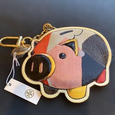 Tory Burch colorful pig keychain coin case