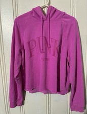Victoria's Secret Pink Hoodie Pullover Cropped Sweatshirt Love Pink Size XL