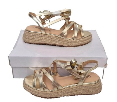 Shoeaholics schöne Damenschuhe Drena goldene Riemchen Keilabsatz UVP 109 £