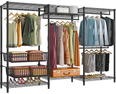 V10 Garment Rack Large Size Heavy Duty Clothes Rack with Hanging Rods, Adjust...