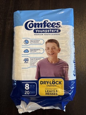 Comfees Youngsters Youth Incontinence Brief Size 8 Contoured 20 Ct Per Bag