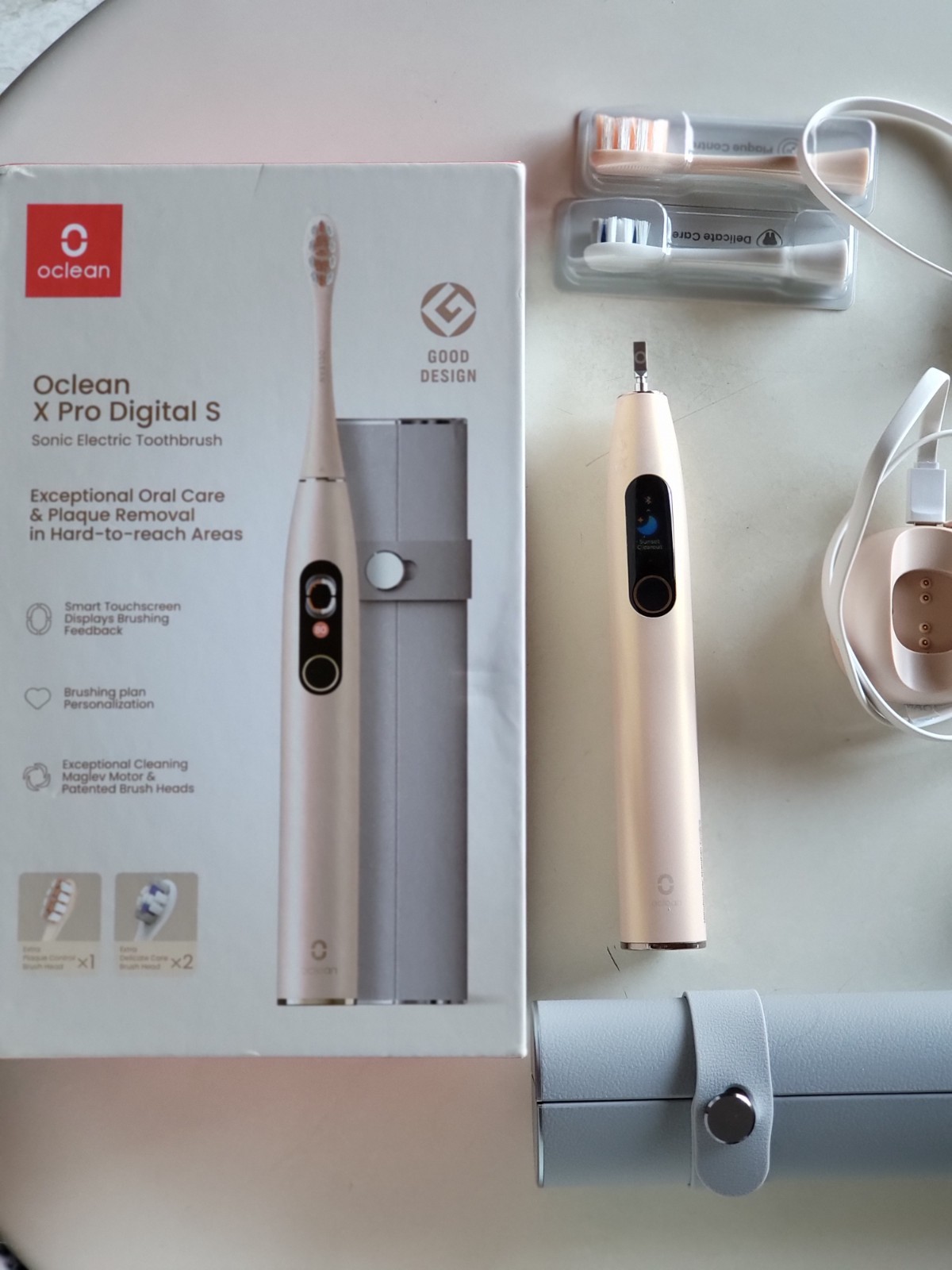 Oclean X Pro Digital S Spazzolino elettrico con 2 ricambi nuovi e custodia