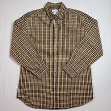 Vintage Carhartt Long Sleeve Button Down Brown Plaid Shirt Men's Size Medium