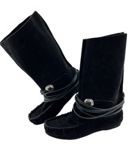 Bastien Industries Hiawatha Black Suede Moccasins Style 878XX Women's Size 9
