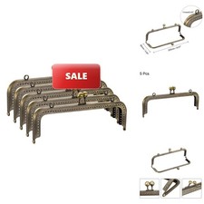 Uxcell Metal - 8.07 5Pcs Kiss Lock Clasp Frame Rectangle Embossed Clutch