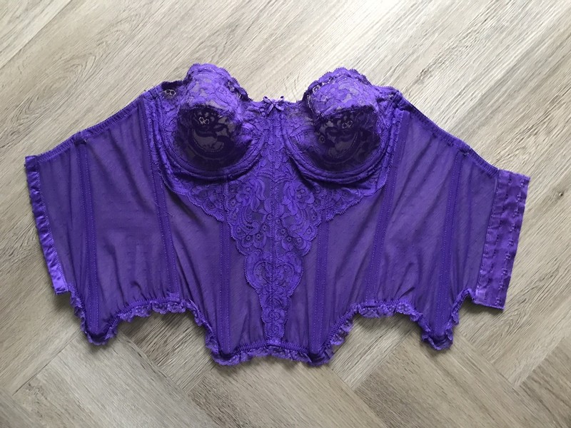 Vintage Victoria’s Secret Corset Bustier Bra Purple Lace 36 Gold Label USA Made