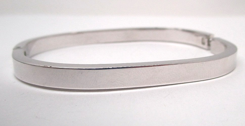 Silver Tone Trifari Rectangle Hinged Bangle - image 1