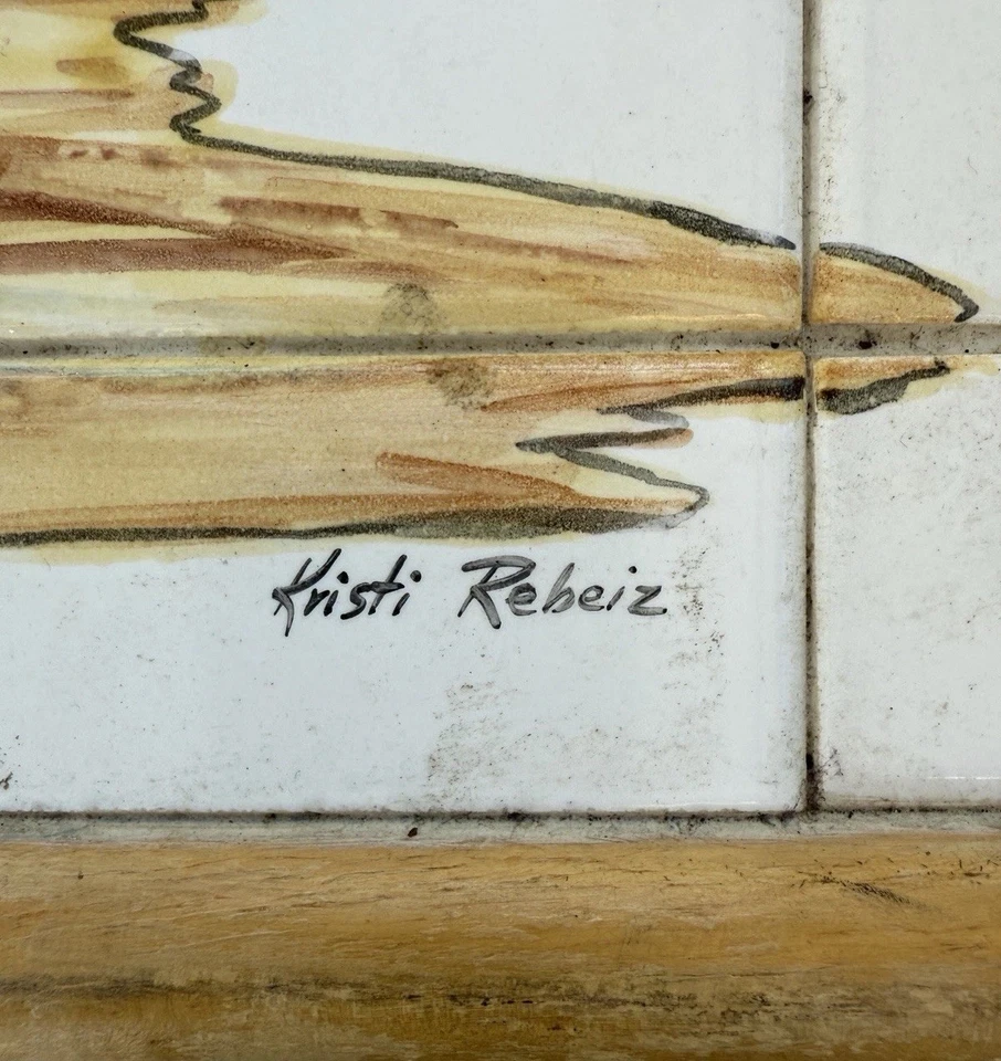 20” Hand Painted Tile Adjustable  Wood Tray Folding Legs Reading Eating Serving - Image 3 of 4