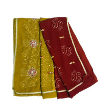 Sari da sposa indiani vintage usato tessuto riciclato verde sari vestito arti...