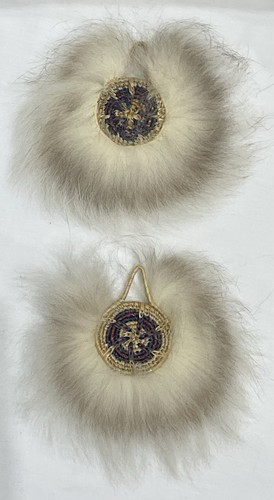 Alaskan Native Yupik Fur Dance Fan Pair Handwoven Center