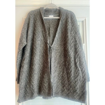 J. Jill Sweater Women's Large Alpaca Blend Open Front Cardigan Knit Hook Loop
