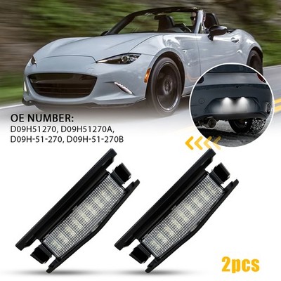 D09H-51-270B For 2016-On Mazda MX-5 Miata White LED License Plate Light 2X Clear