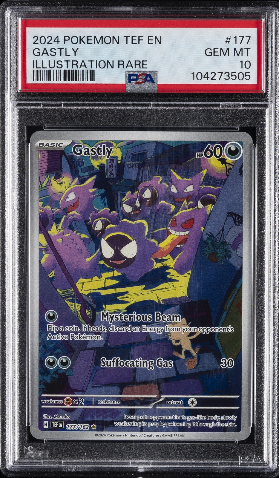 2024 POKEMON TEF EN-TEMPORAL FORCES ILLUSTRATION RARE #177 GASTLY PSA 10