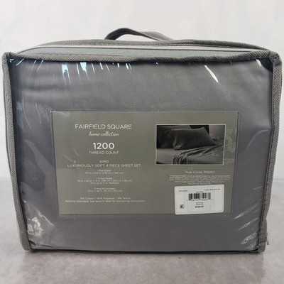 Fairfield Square Collection King Sheet Set  4 Pc Gray Triblend 1200 Thread Count