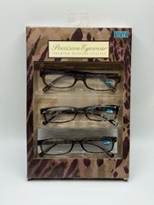 Precision Eyewear 1.50 Premium Reading Glasses 3 Pair Brown Print Box