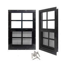 Yuzzy 24" x 36" Shed Windows with Tempered Glass and Fiberglass Screen, 2 Pac...