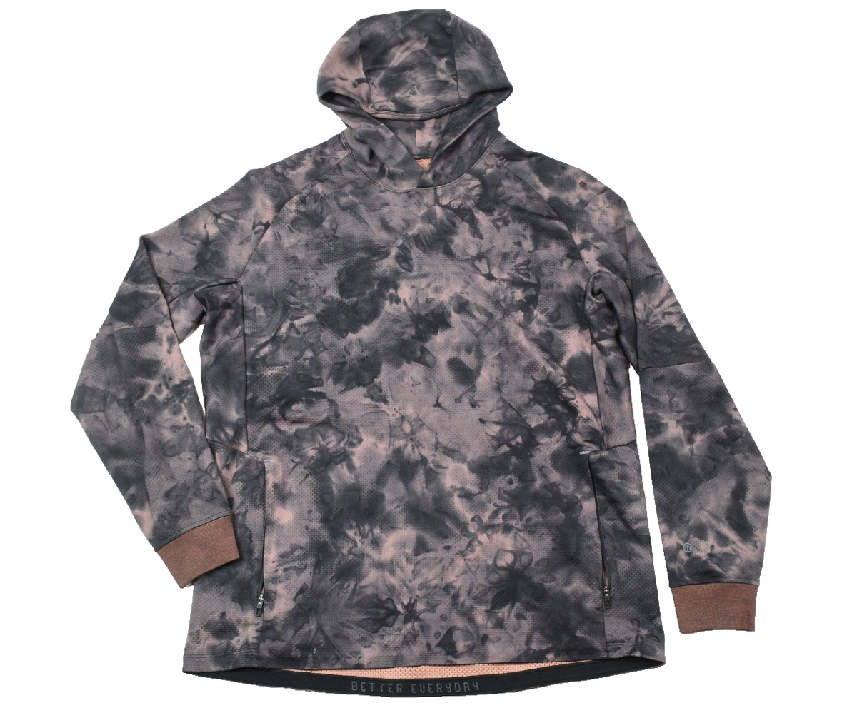 Lululemon Textured Tech Hoodie Mens XL Diamond Dye Black Long