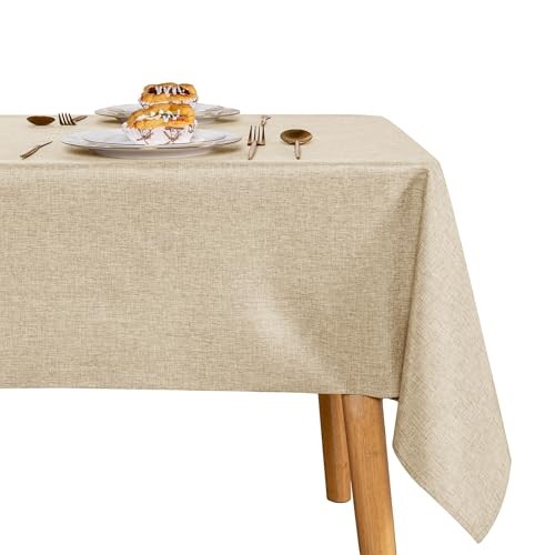 Nappe aspect lin JIUZHEN rectangulaire gris clair 140x240cm