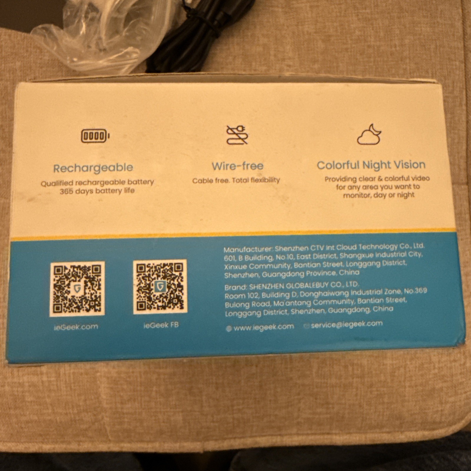 IeGeek WireFree Wireless Battery Powered Night Vision Camera ZS-GX3S/ WHITE 