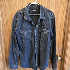 Calvin Klein Men's Long Sleeve Casual Button Down With Design On Pocket XL