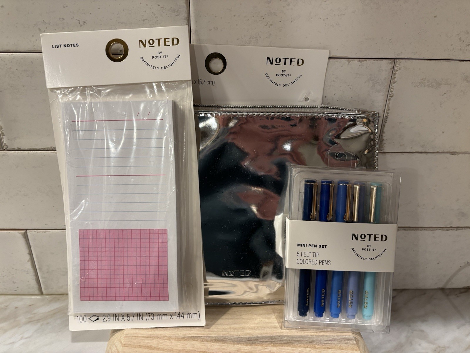Noted By Post It- 3 Item Bundle-List Notes-Pencil Pouch-Mini Felt Tip Pen Set