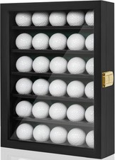 Golf Ball Display Case, Solid Wood Golf Ball Holder, Wall Mounted Golf Ball Rack