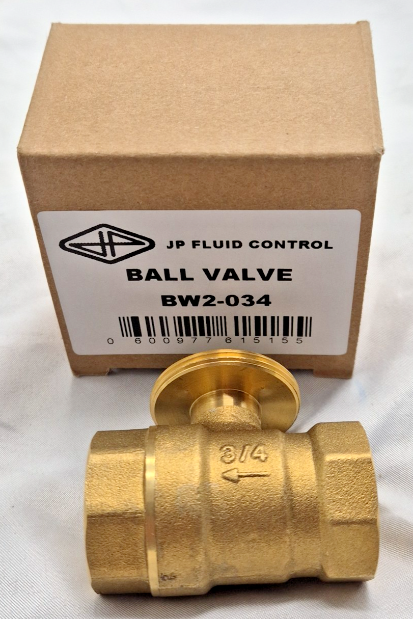 J P Fluid Control BW2 3/4'' 2/2-way Ball Valve - Incl VAT