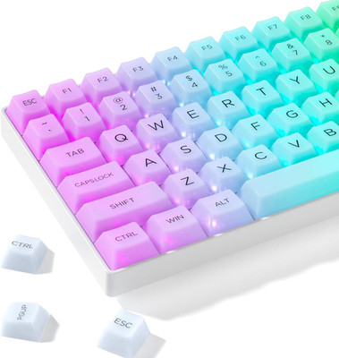 Clear Keycaps, White Custom Keycaps 75 Percent, Cherry Profile Keyboard Key c...
