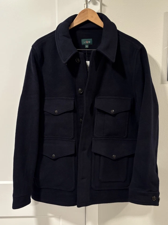 J. Crew Navy Blue Cruiser Jacket Mackinaw Double Faced Wool Oarsman Men's M NWT - Image 2 of 4