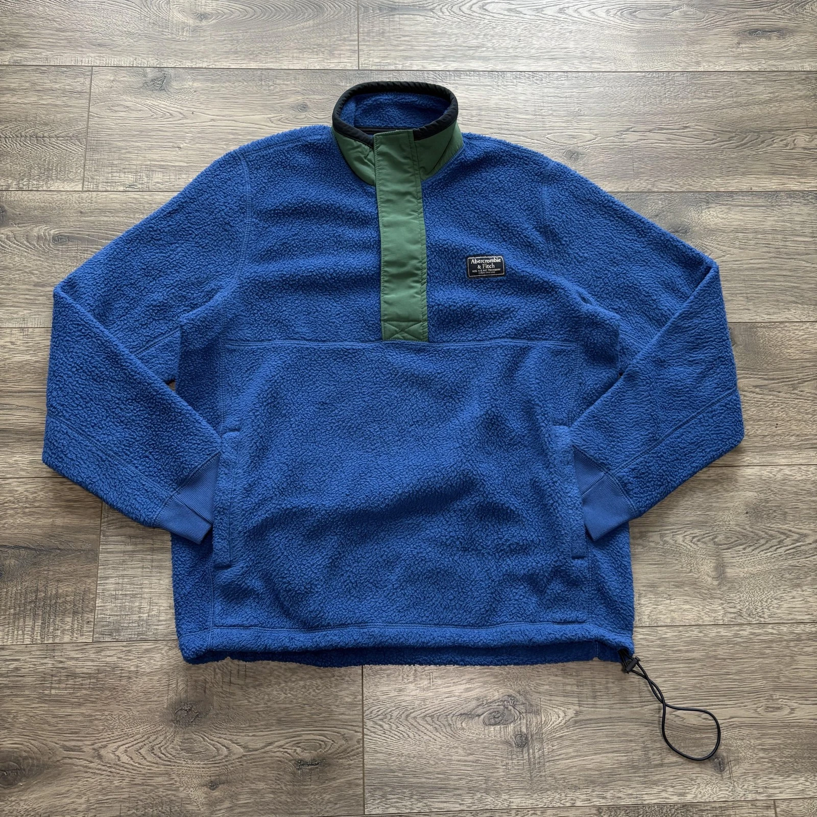 Abercrombie & Fitch Jacket Mens Medium Blue Sherpa Fleece 1/4 Zip Pullover