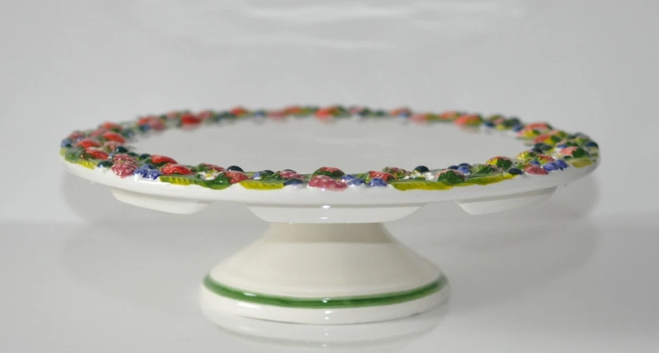 BASSANO KERAMIK Tortenplatte auf Fuß 30 cm FRUTTINI Beeren MEDITERRANES GESCHIRR - Bild 4 von 4