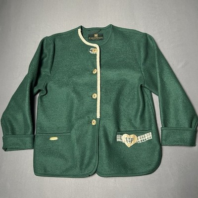 Ladies Giesswein 100% Boiled Wool Jacket/Coat Austrian Size 16 Heart Unique